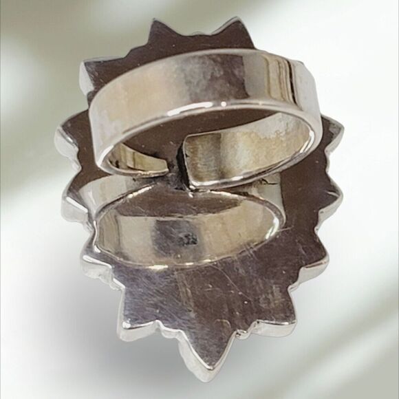 Handmade Adjustable Sterling Silver 925 Lapis Coral Pearl Statement Ring S7 - Picture 6 of 12